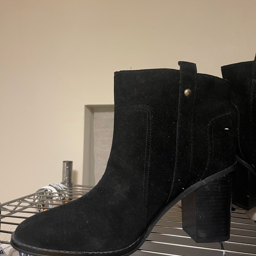 Black suede 9 west ankle boots